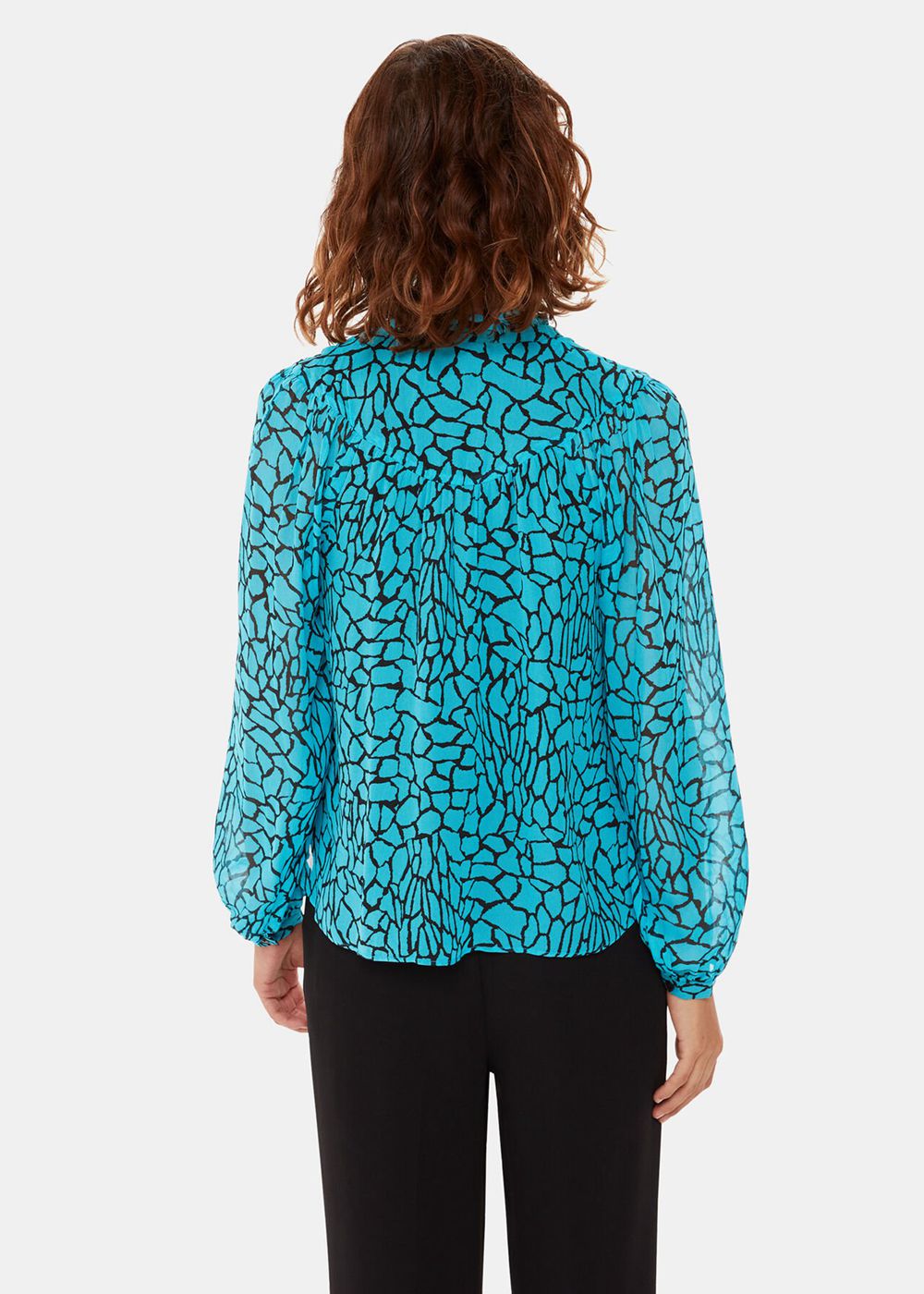 Whistles Terrazzo Button Front Blouse Turquoise / Multicolor | US-97601FDKQ