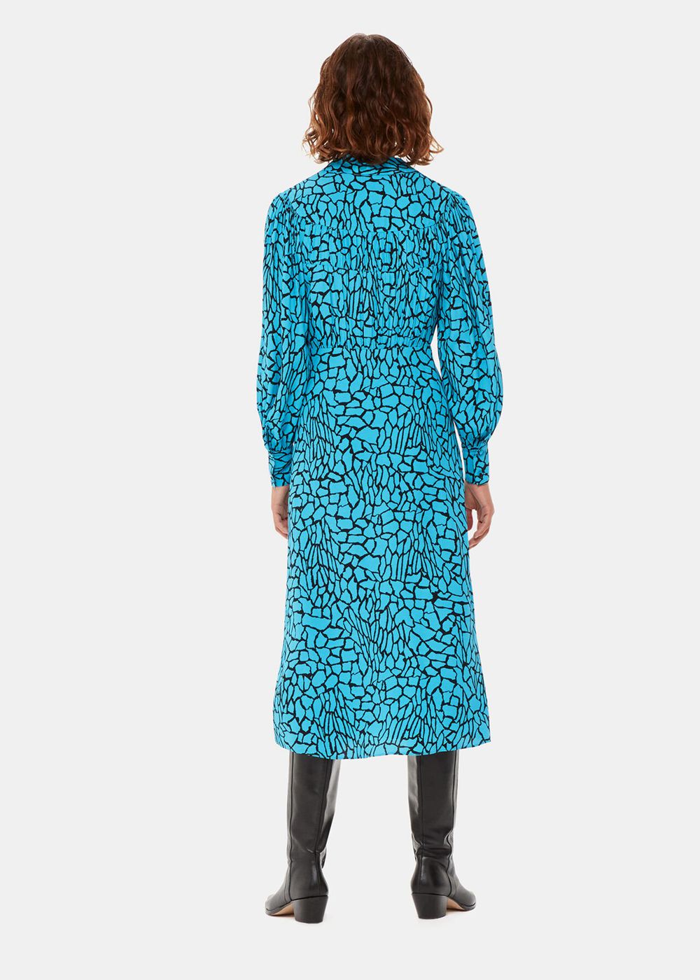 Whistles Terrazzo Print Midi Dress Blue / Multicolor | US-36427JFQW