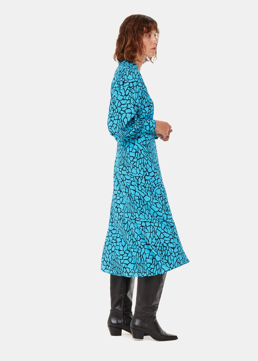 Whistles Terrazzo Print Midi Dress Blue / Multicolor | US-36427JFQW