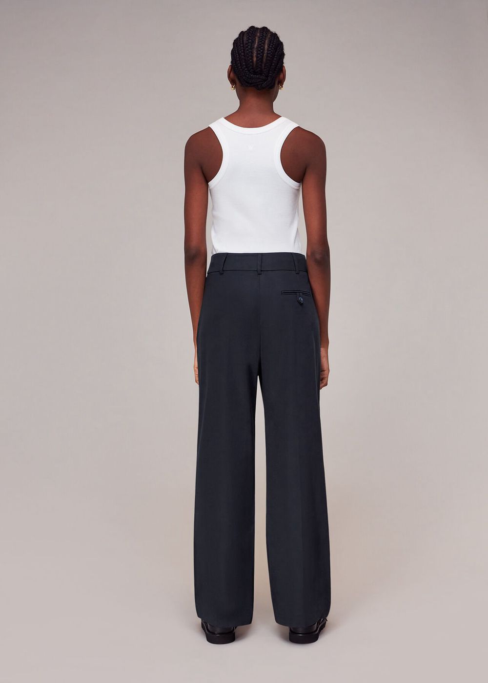 Whistles Tess Full Length Pants Navy | US-86517KMZG