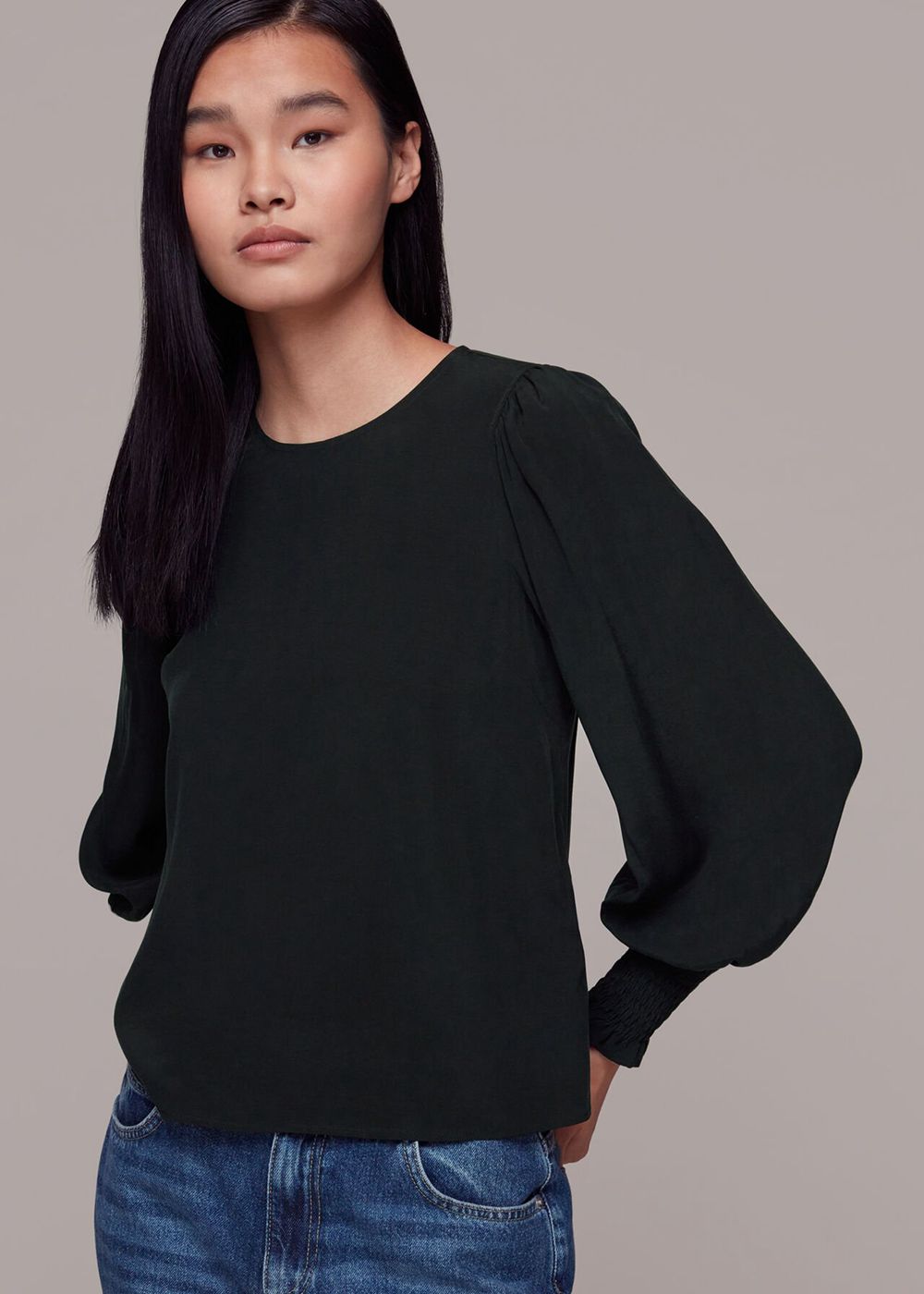 Whistles Tessa Blouse Black | US-69237YWDS