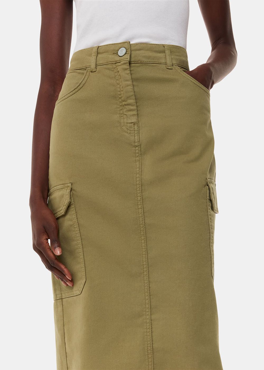 Whistles Tessa Cargo Midi Skirts Khaki | US-65983SYPE