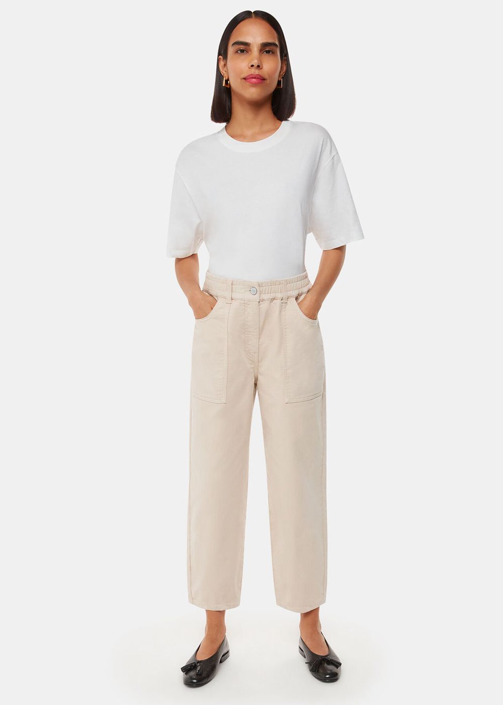 Whistles Tessa Casual Pants Neutral | US-18764EXPD