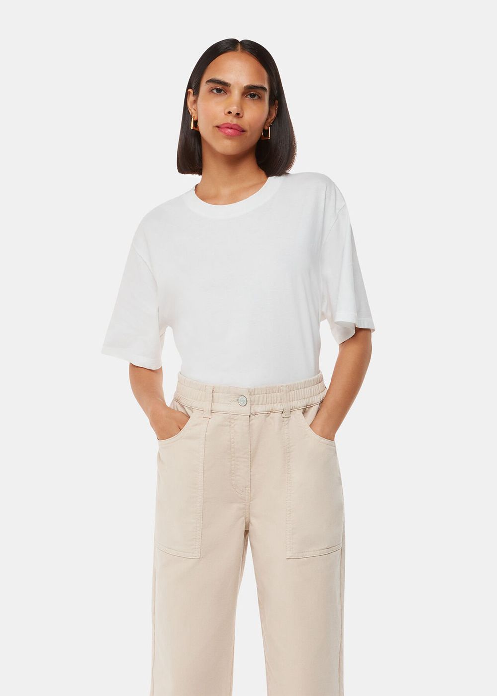 Whistles Tessa Casual Pants Neutral | US-18764EXPD