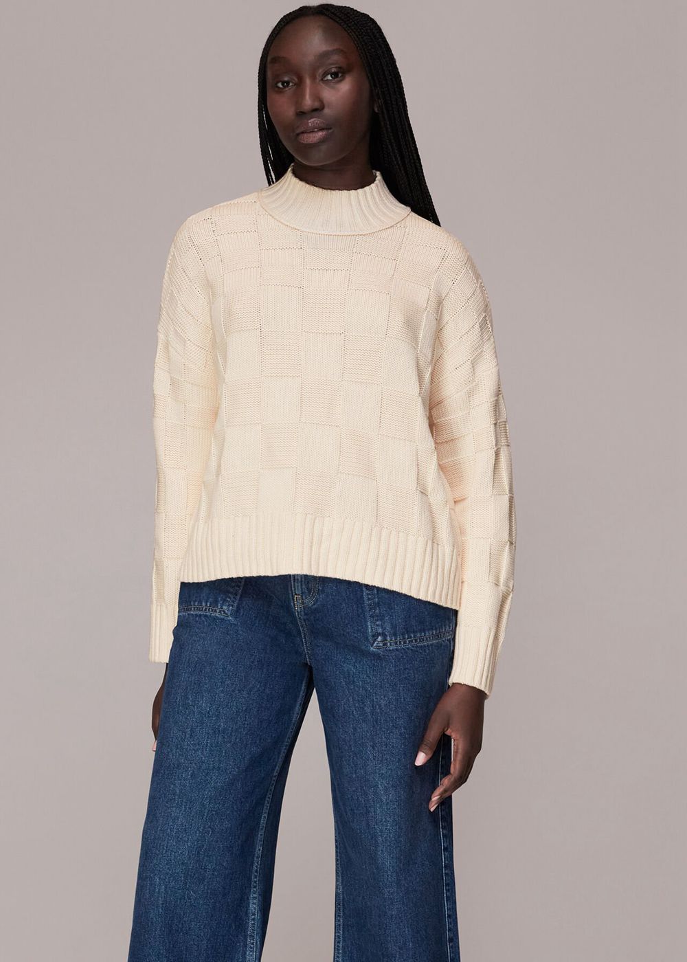 Whistles Texture Check Sweater White / Multicolor | US-65427XCWP