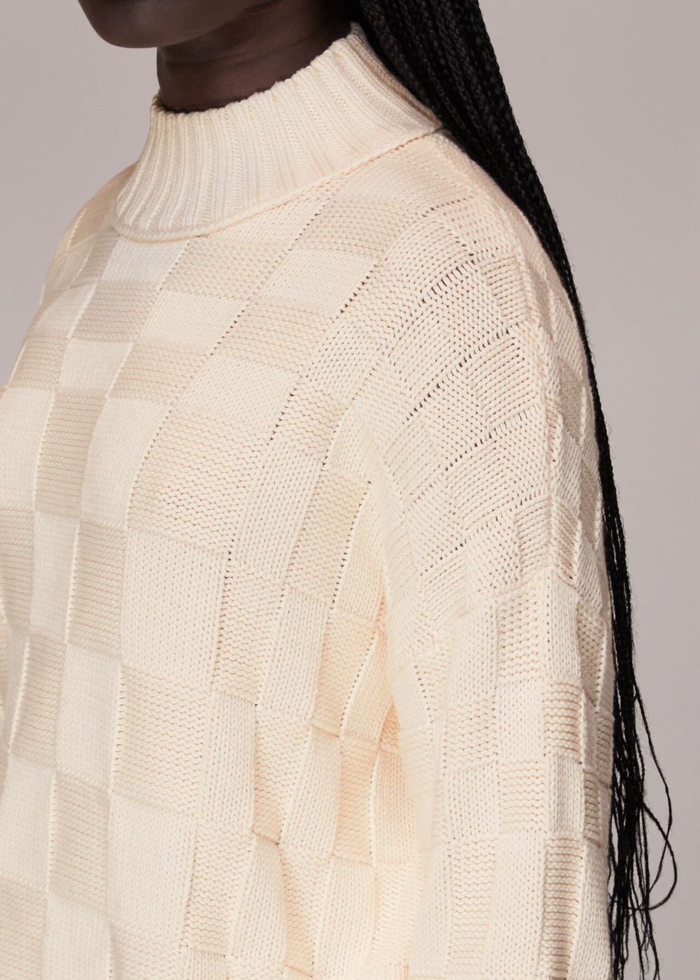 Whistles Texture Check Sweater White / Multicolor | US-65427XCWP