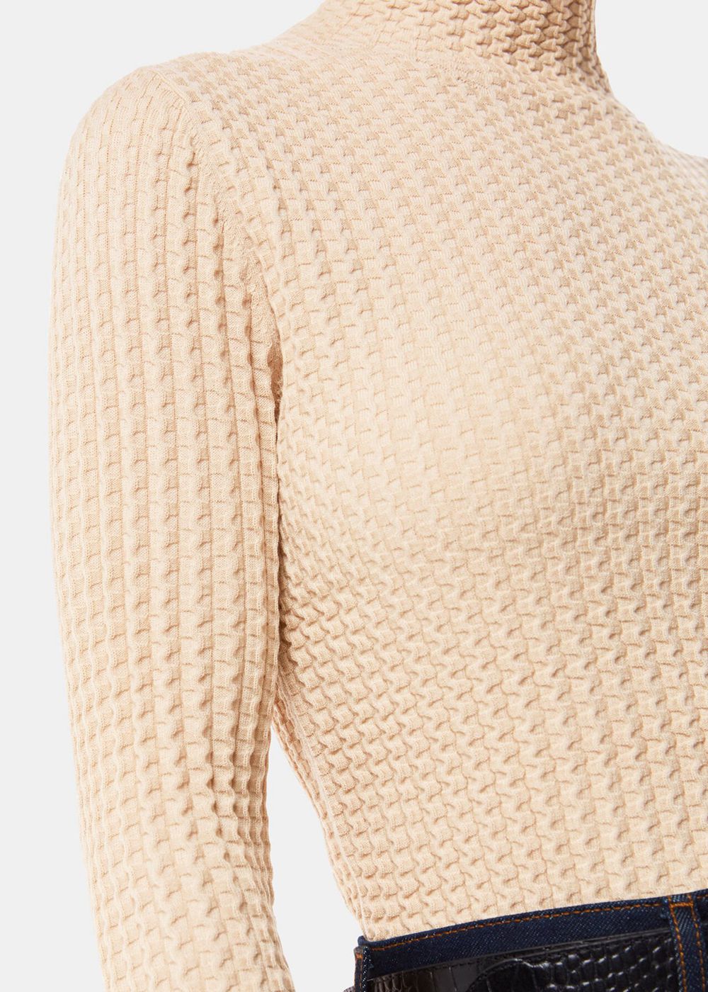 Whistles Textured Detail High Neck Knitwear White | US-69730LHPA