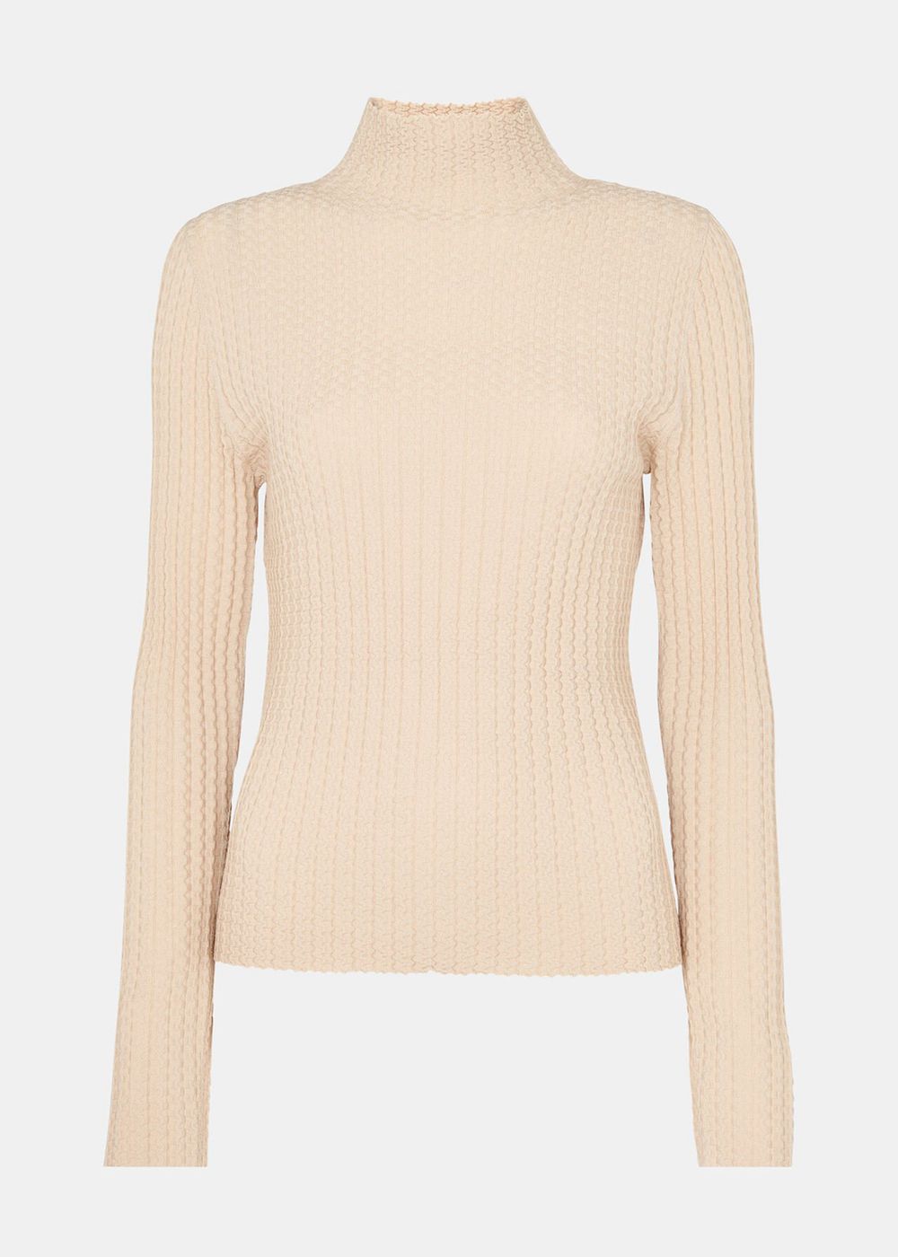 Whistles Textured Detail High Neck Knitwear White | US-69730LHPA