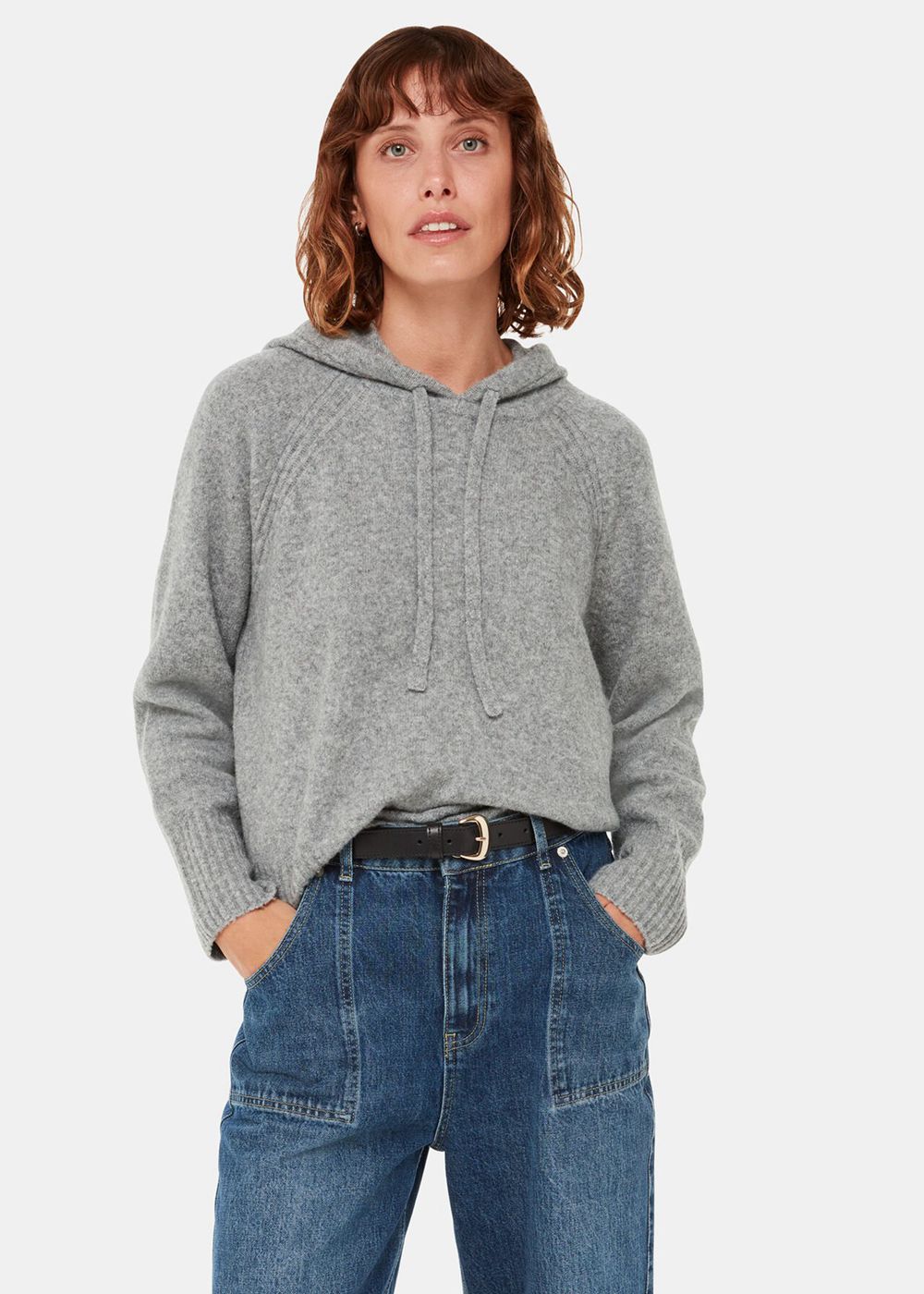 Whistles Textured Hooded Sweater Grey | US-82634BMGW