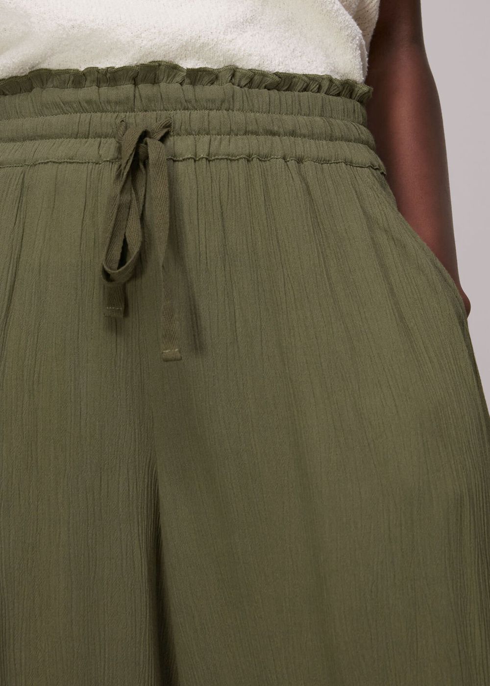 Whistles Textured Lightweight Pants Khaki | US-24930RETS