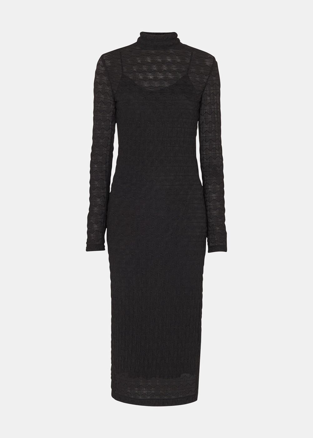 Whistles Textured Long Sleeve Dress Black | US-26935KSTJ