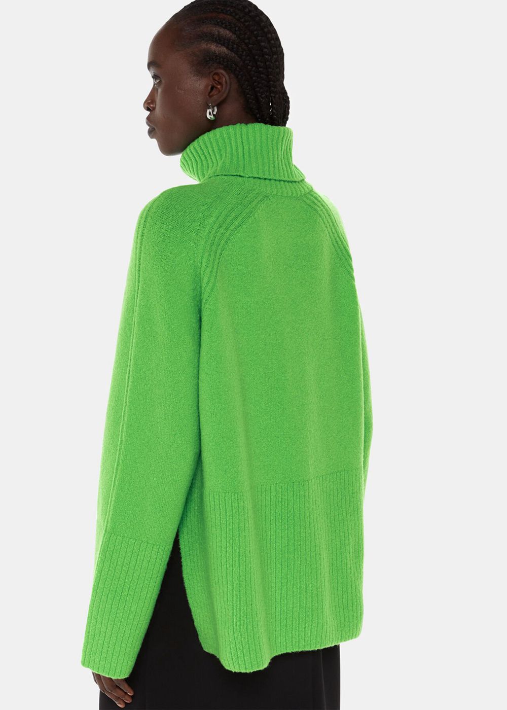 Whistles Textured Rib Detail Roll Neck Knitwear Green | US-12380YGBW