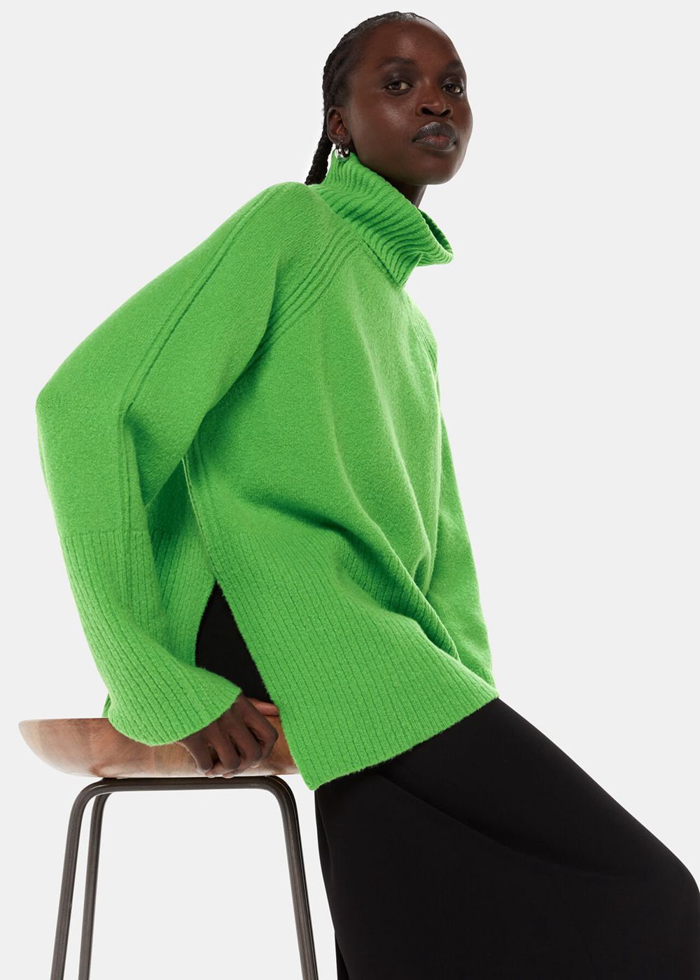 Whistles Textured Rib Detail Roll Neck Knitwear Green | US-12380YGBW