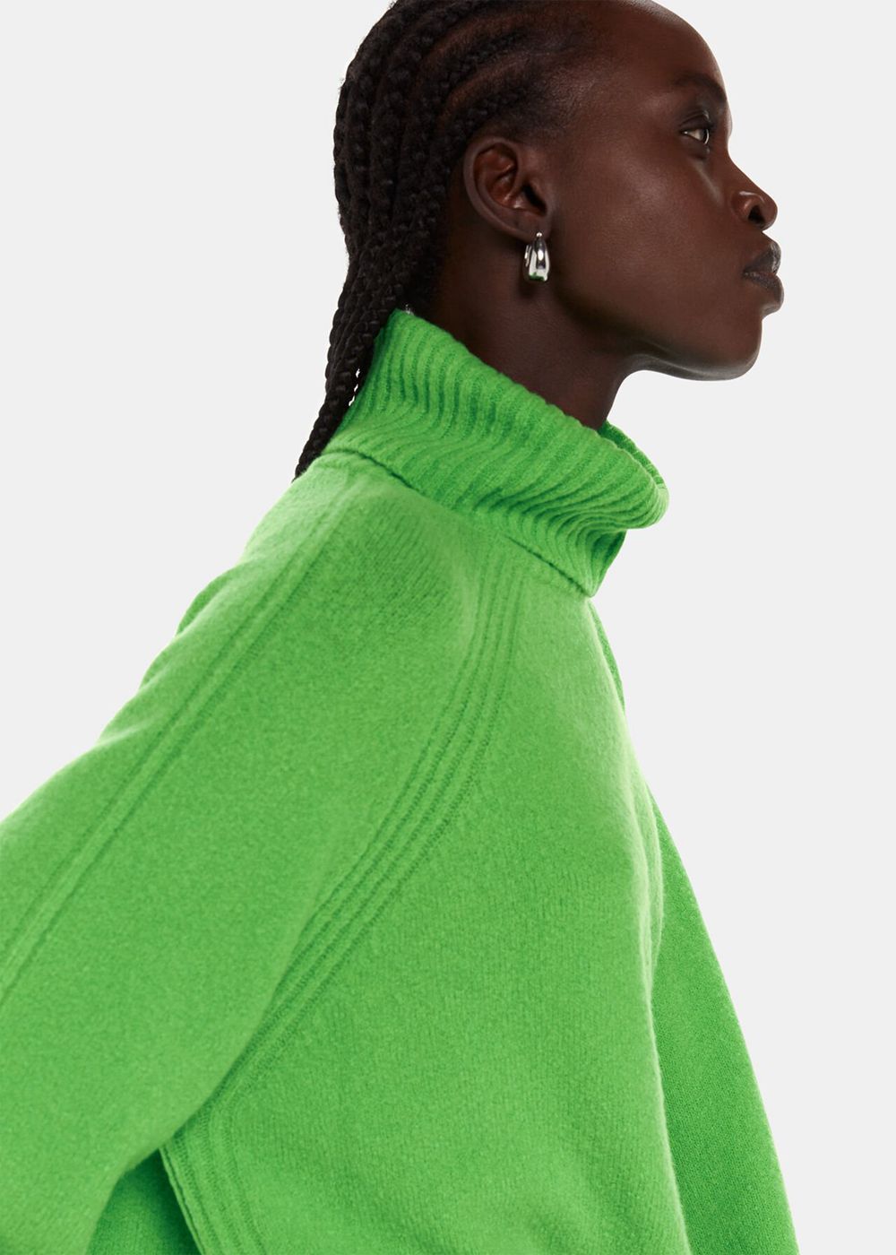 Whistles Textured Rib Detail Roll Neck Knitwear Green | US-12380YGBW