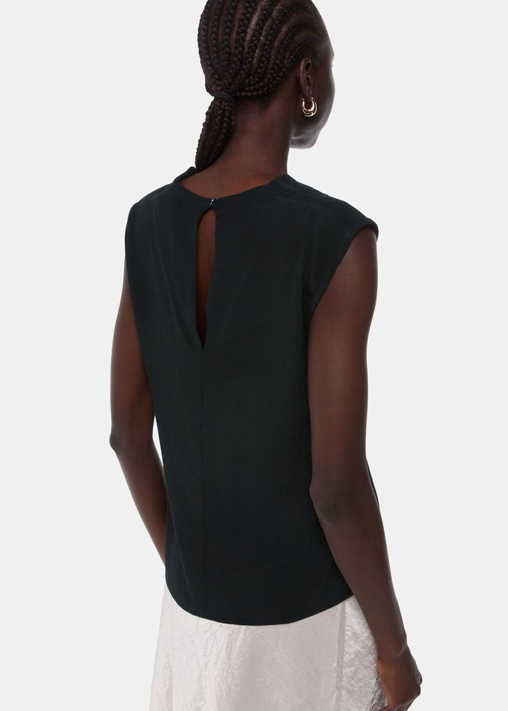 Whistles Textured Sleeveless Tank Top Black | US-41769APSZ