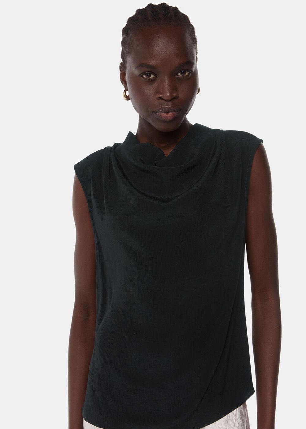 Whistles Textured Sleeveless Tank Top Black | US-41769APSZ