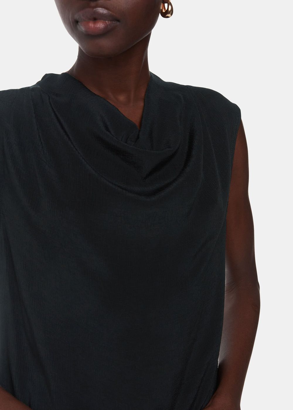 Whistles Textured Sleeveless Tank Top Black | US-41769APSZ