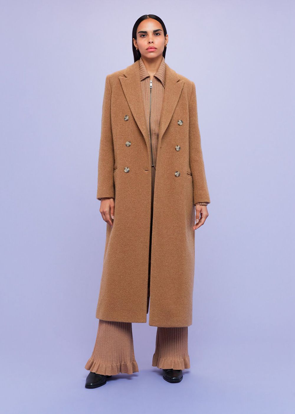 Whistles Textured Wool Blend Coat Brown | US-24680REBM