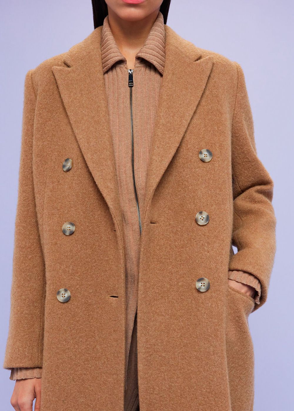 Whistles Textured Wool Blend Coat Brown | US-24680REBM