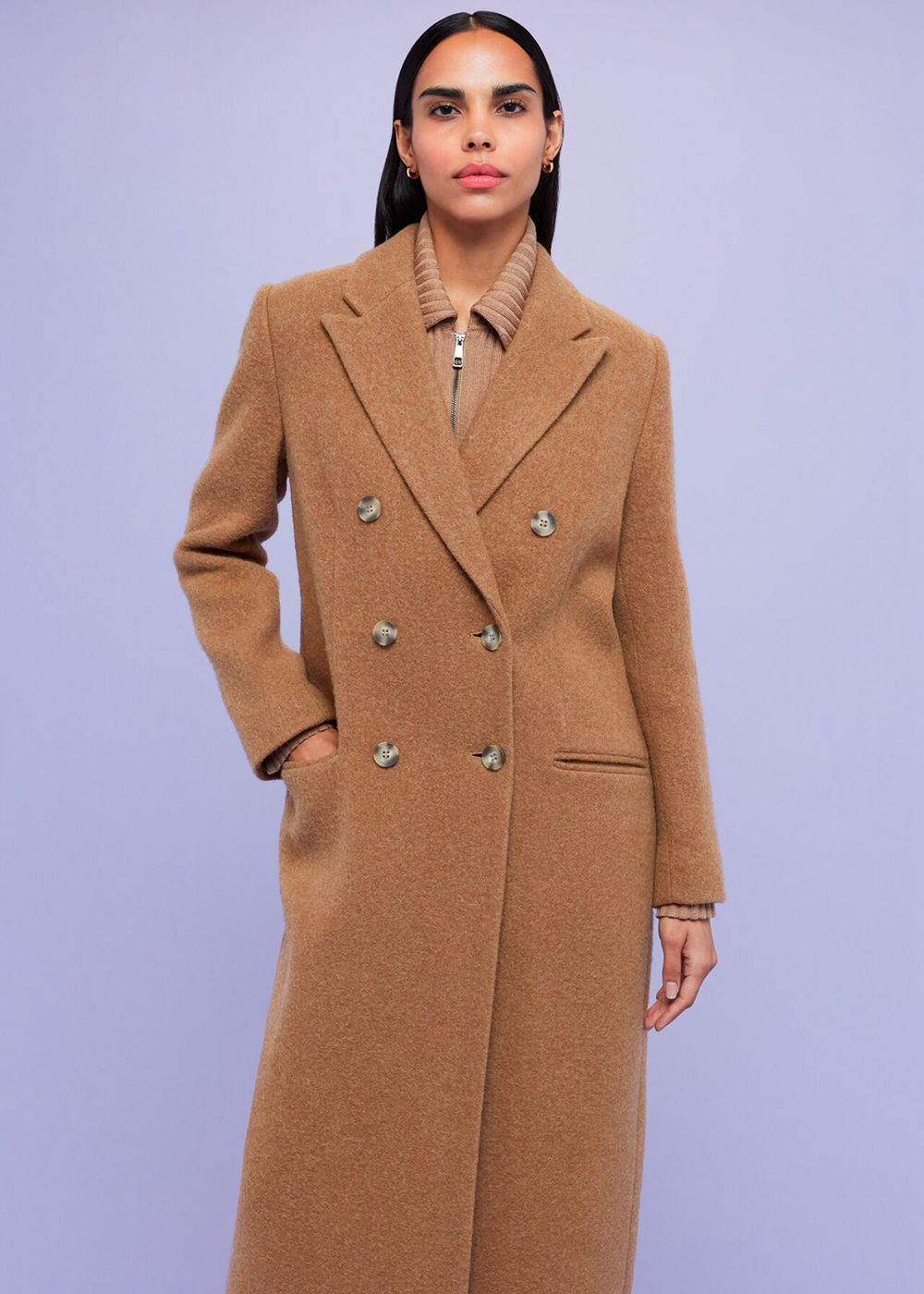 Whistles Textured Wool Blend Coat Brown | US-24680REBM