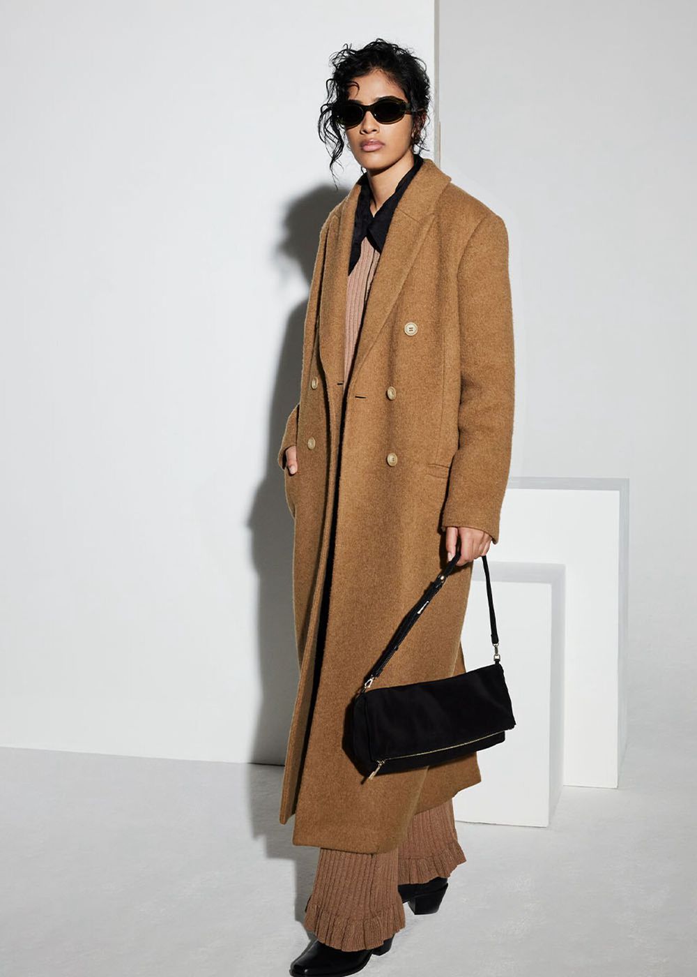 Whistles Textured Wool Blend Coat Brown | US-24680REBM