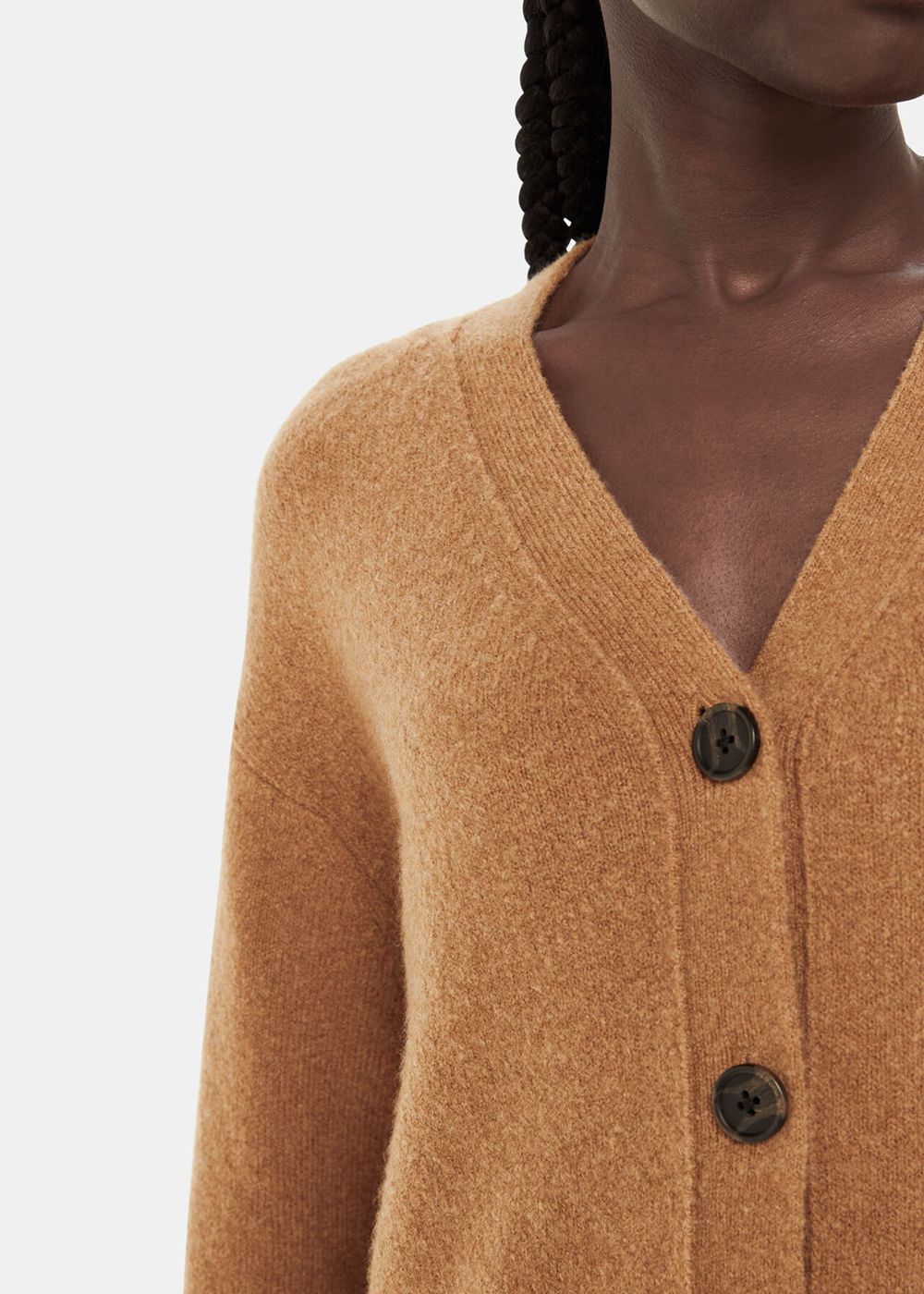 Whistles Textured Wool Mix Cardigan Brown | US-64291WXNO