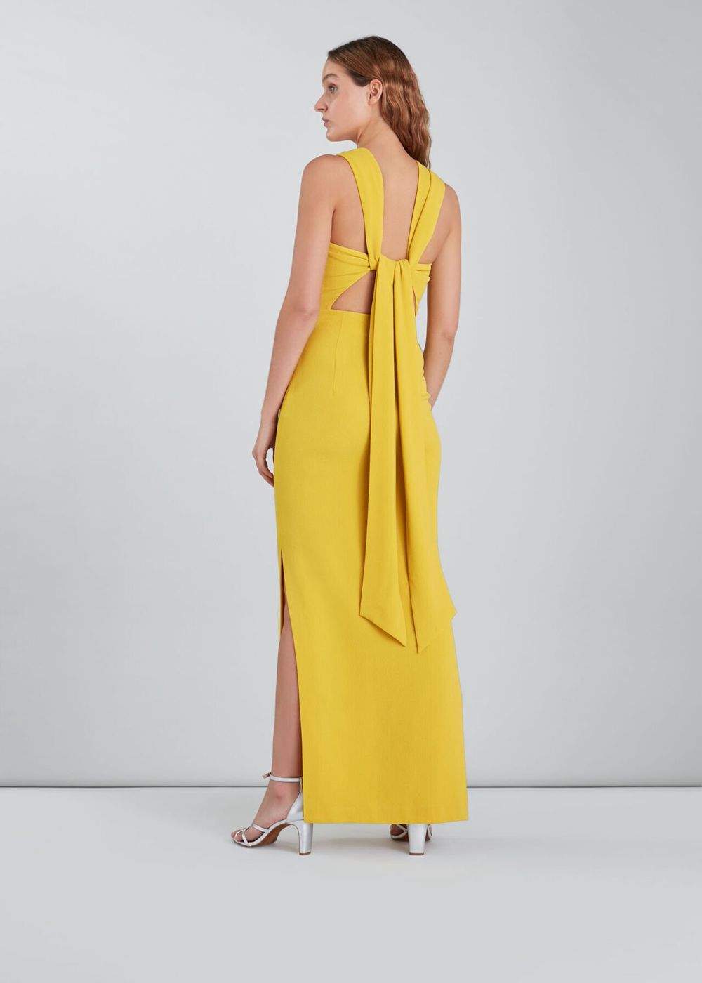 Whistles Tie Back Dress Yellow | US-97358CMDL