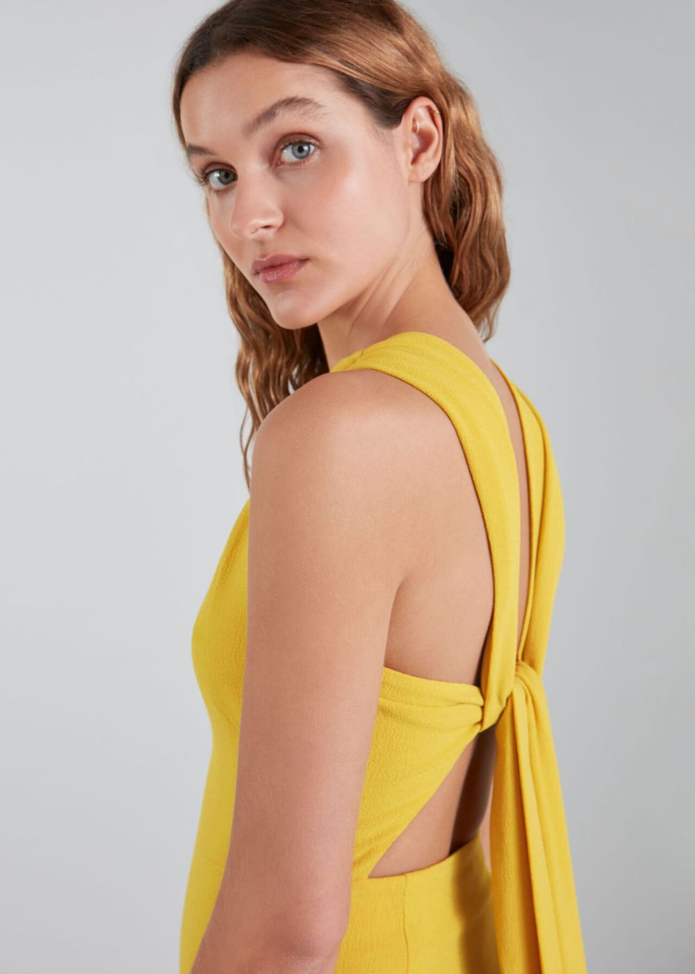 Whistles Tie Back Dress Yellow | US-97358CMDL