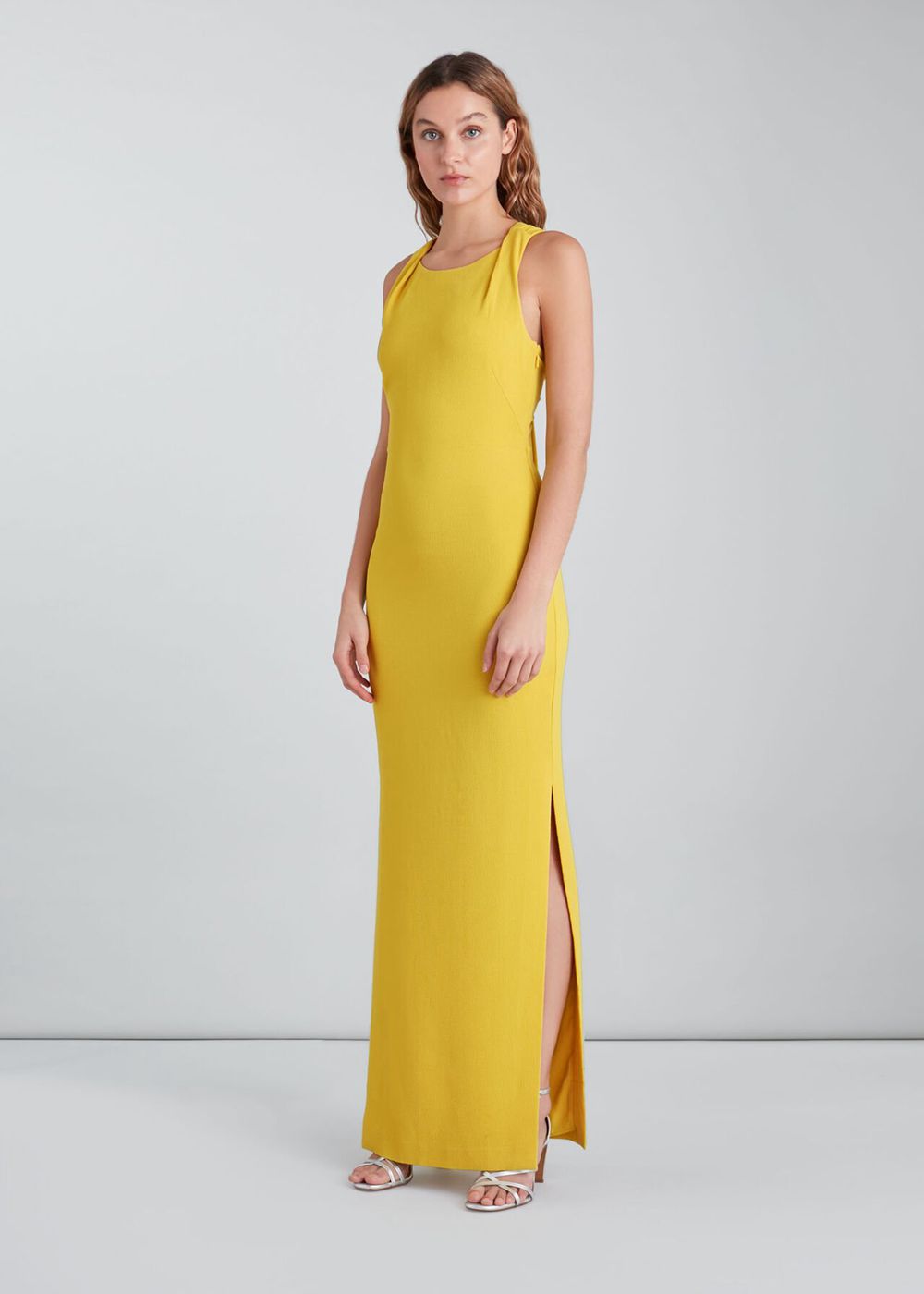 Whistles Tie Back Dress Yellow | US-97358CMDL