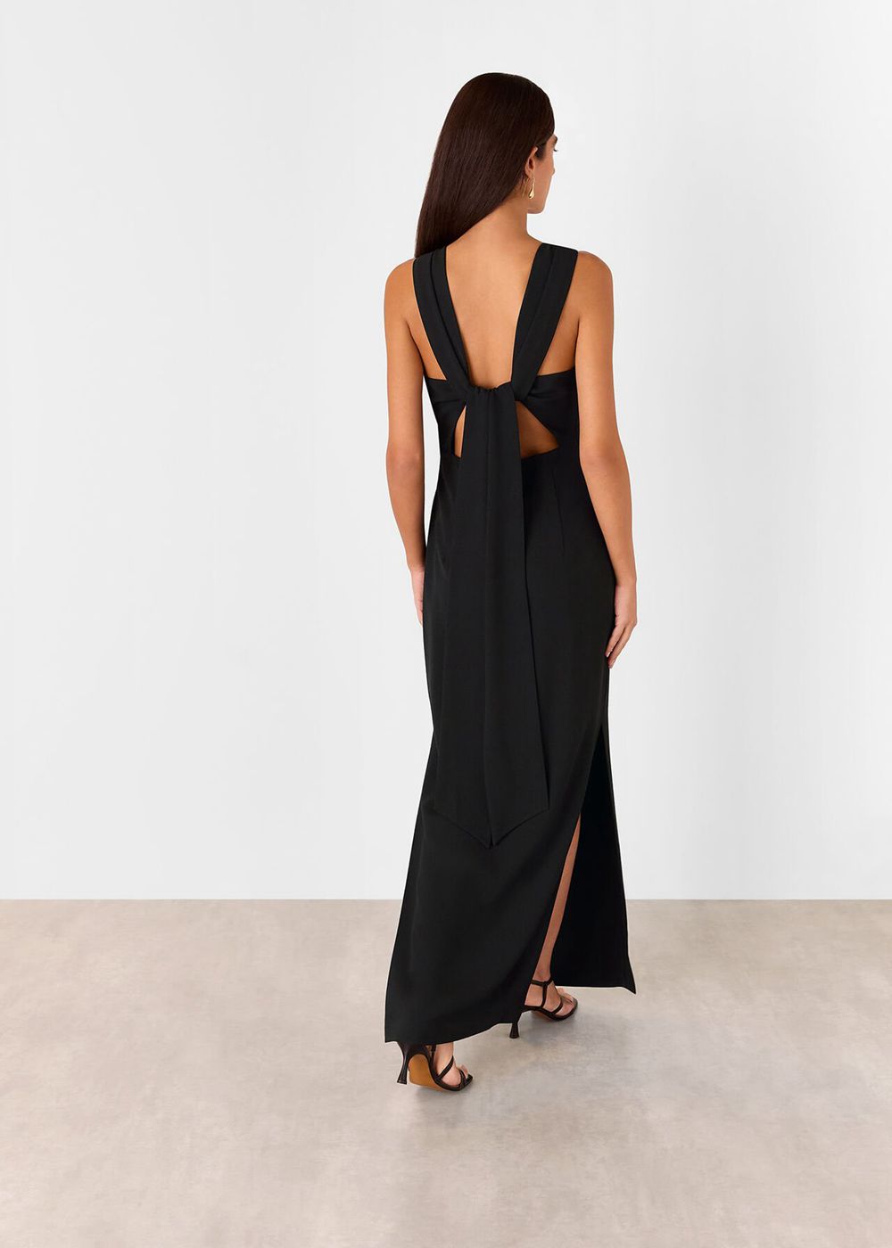 Whistles Tie Back Maxi Dress Black | US-87215PSQN