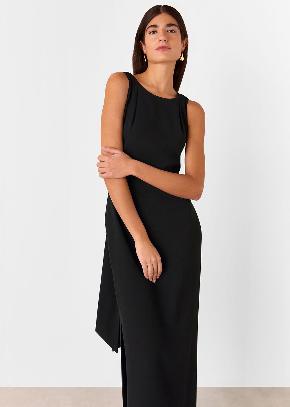 Whistles Tie Back Maxi Dress Black | US-87215PSQN