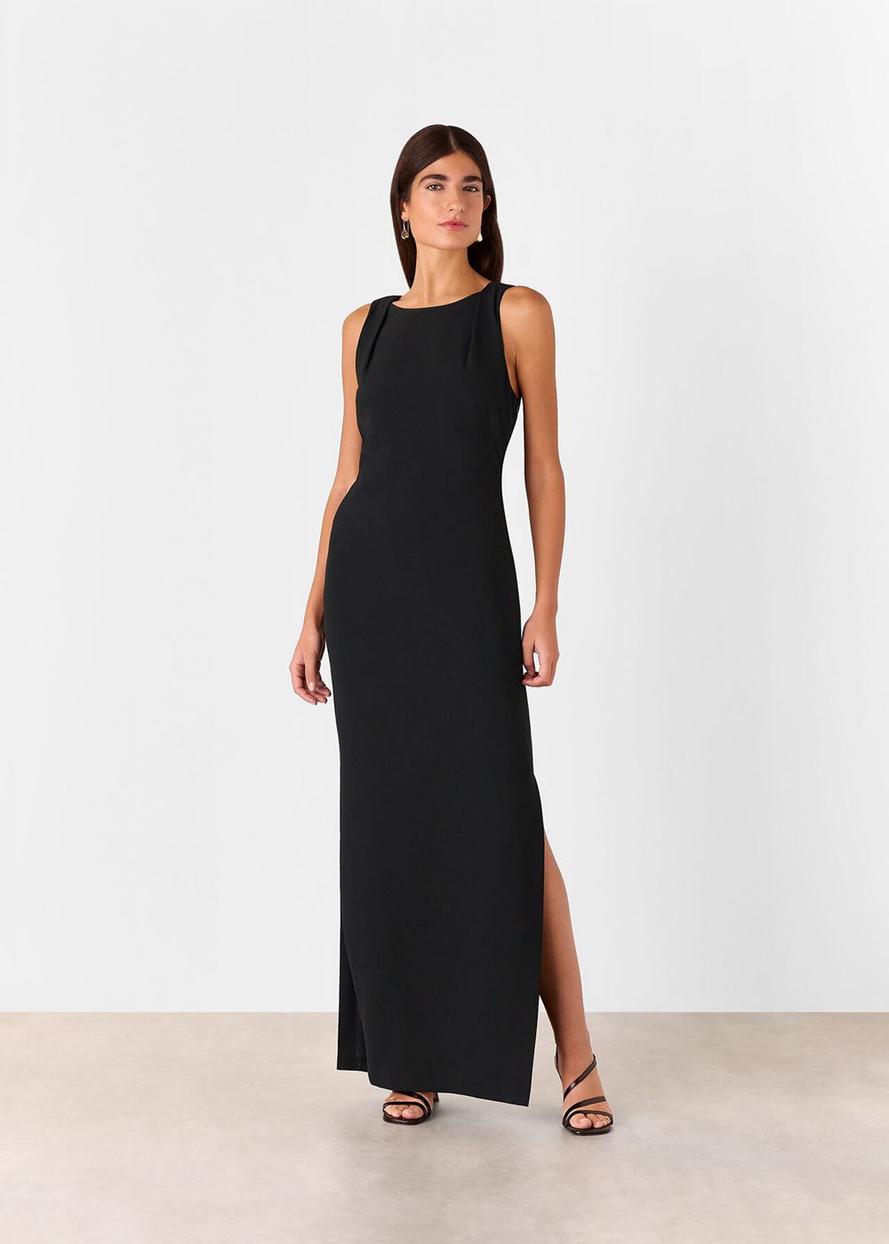 Whistles Tie Back Maxi Dress Black | US-87215PSQN