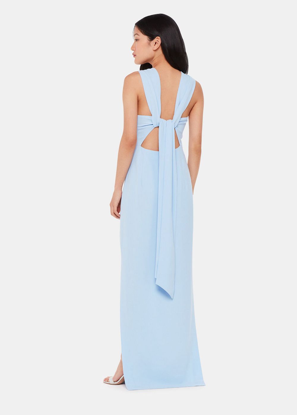 Whistles Tie Back Maxi Dress Blue | US-32801RZWI