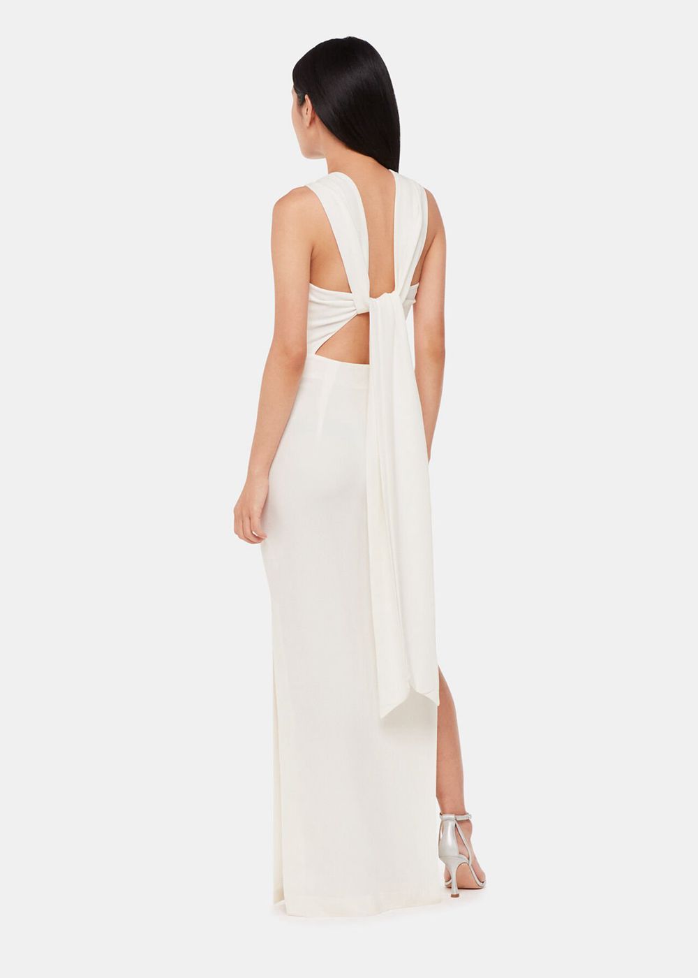 Whistles Tie Back Maxi Dress White | US-75863FRQM