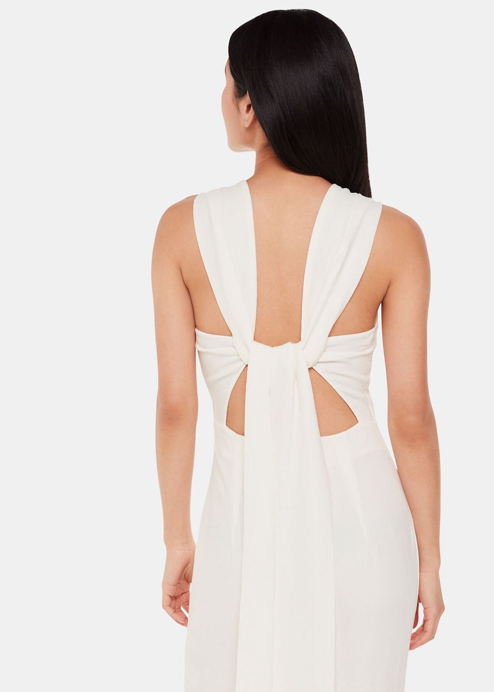 Whistles Tie Back Maxi Dress White | US-75863FRQM