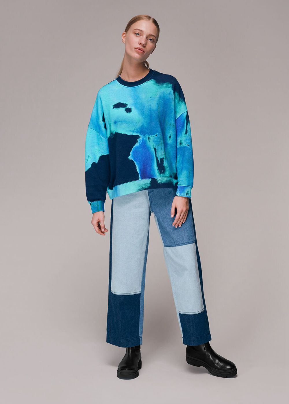 Whistles Tie Dye Cotton Sweatshirt Blue / Multicolor | US-13098LPJW