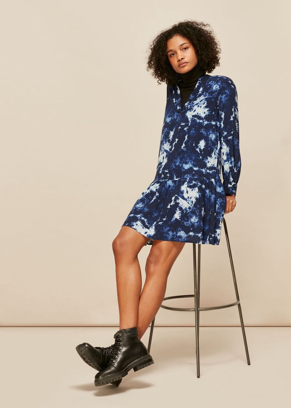 Whistles Tie Dye Smock Dress Blue / Multicolor | US-29854GPEL