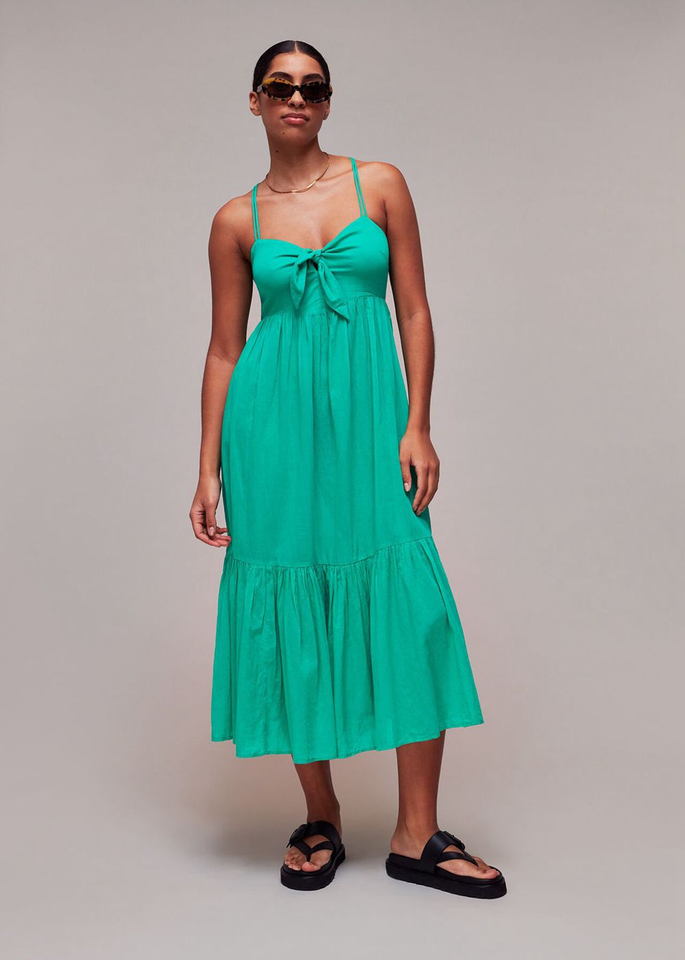 Whistles Tie Front Beach Dress Green | US-05347DBOS