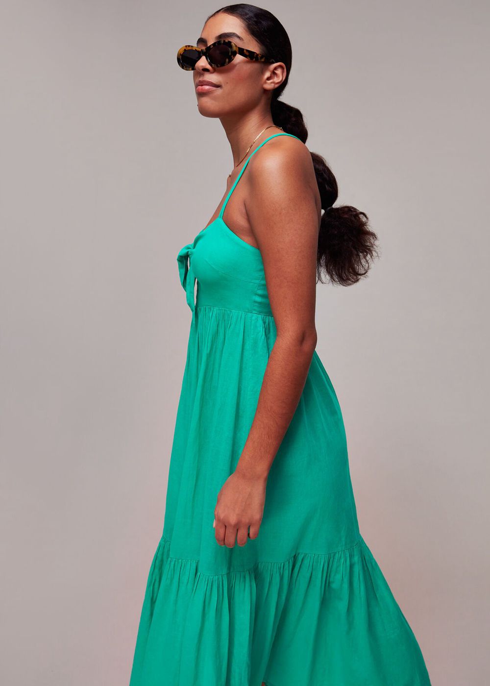 Whistles Tie Front Beach Dress Green | US-05347DBOS