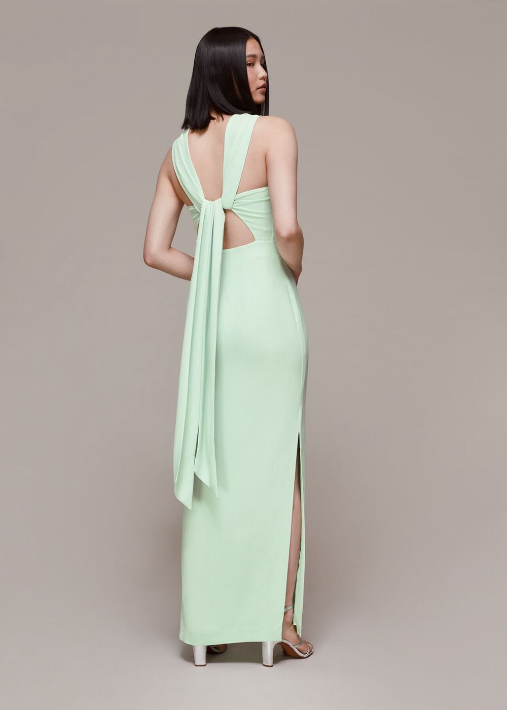 Whistles Tie Maxi Dress Mint | US-95063ZMJN