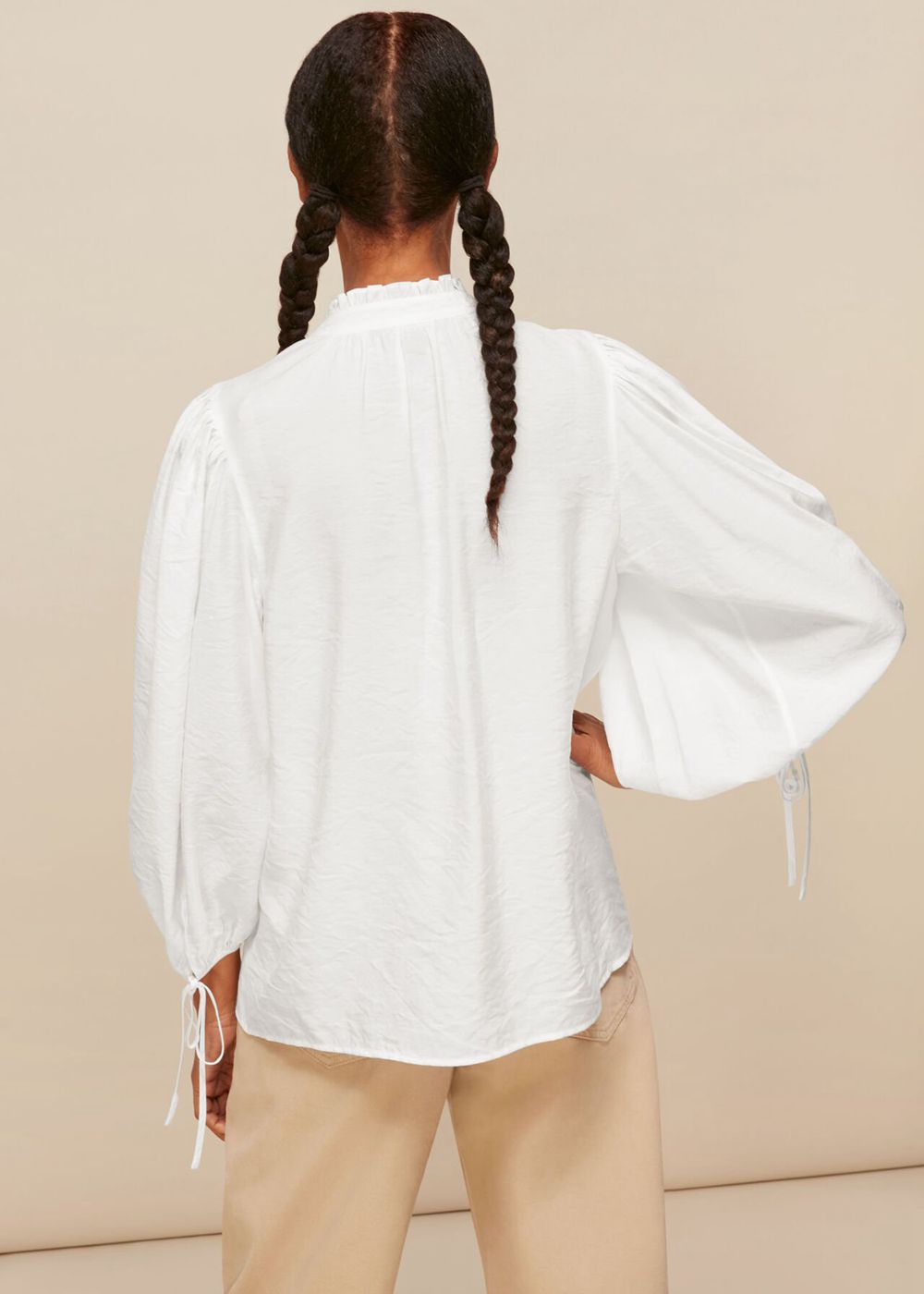 Whistles Tie Neck Detail Blouse White | US-28649UTVR