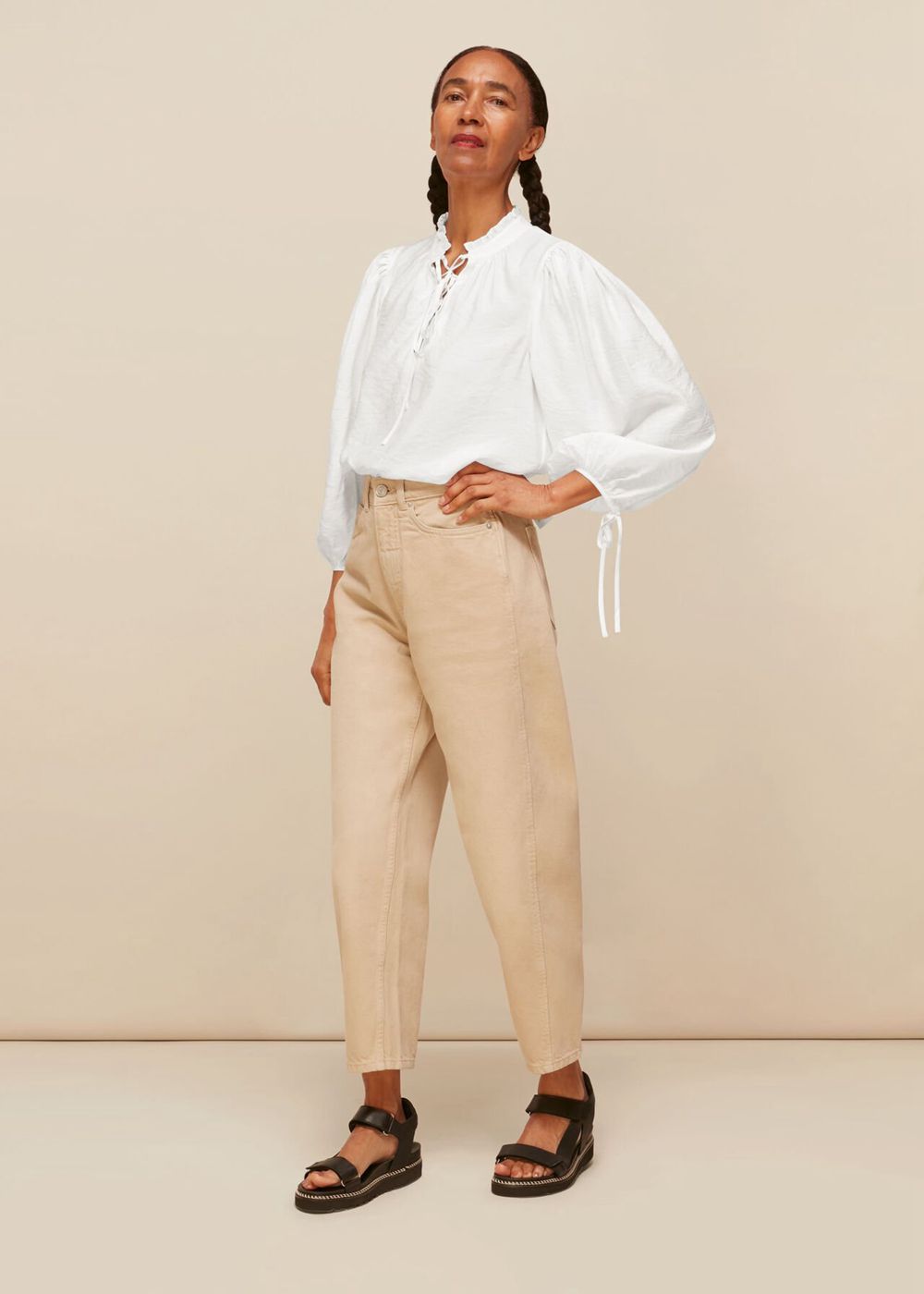 Whistles Tie Neck Detail Blouse White | US-28649UTVR