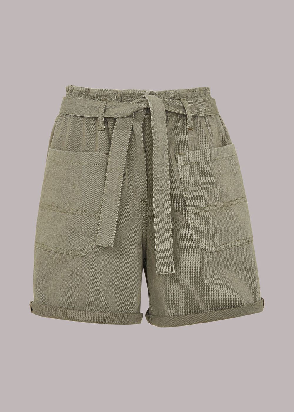 Whistles Tie Waist Cargo Pocket Shorts Khaki | US-96215KTLE