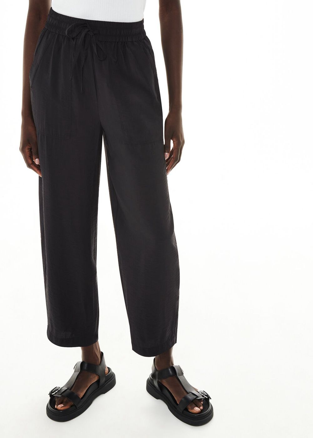 Whistles Tie Waist Nicola Pants Black | US-43650NZCF