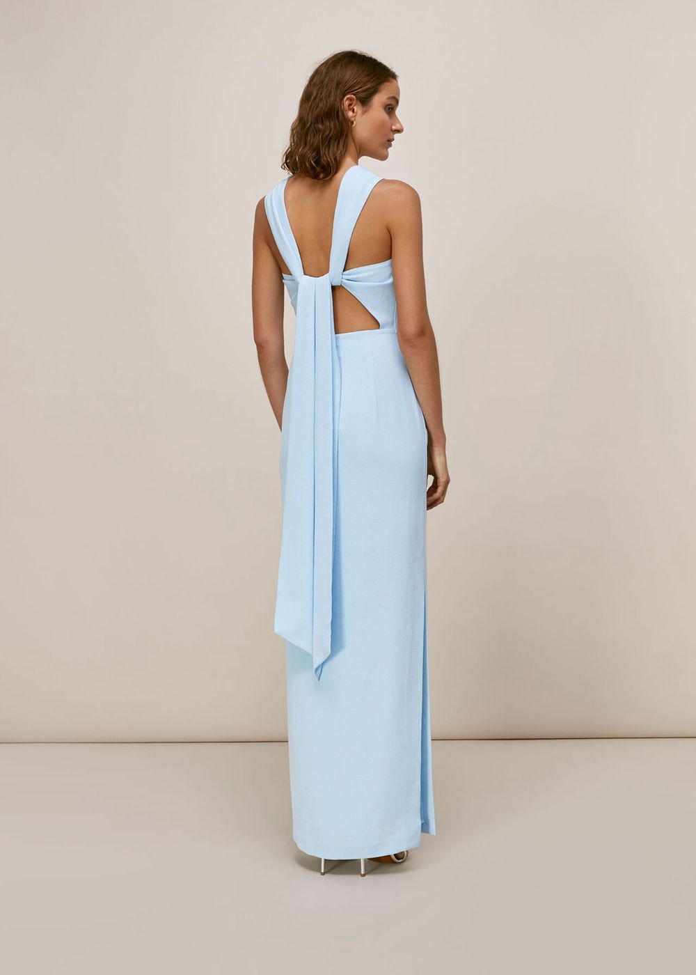 Whistles Tied Back Maxi Dress Blue | US-51462GBTU