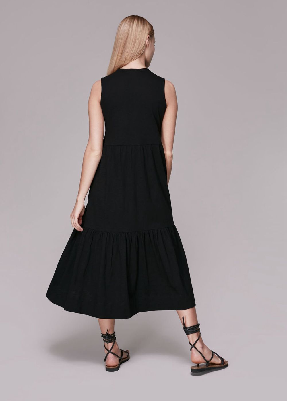 Whistles Tiered Jersey Dress Black | US-07541VJYO