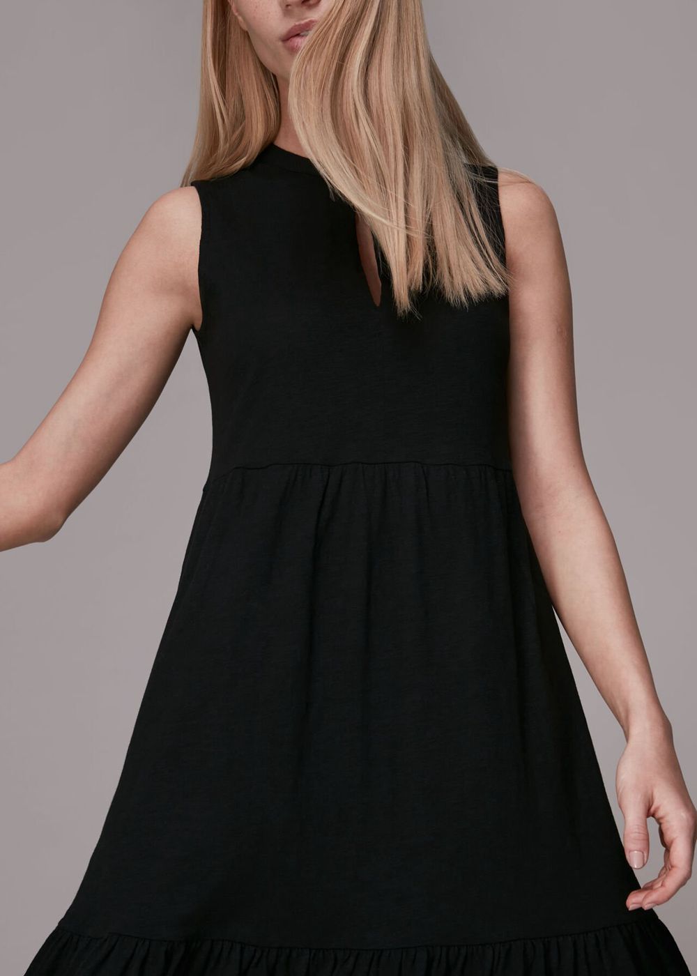 Whistles Tiered Jersey Dress Black | US-07541VJYO