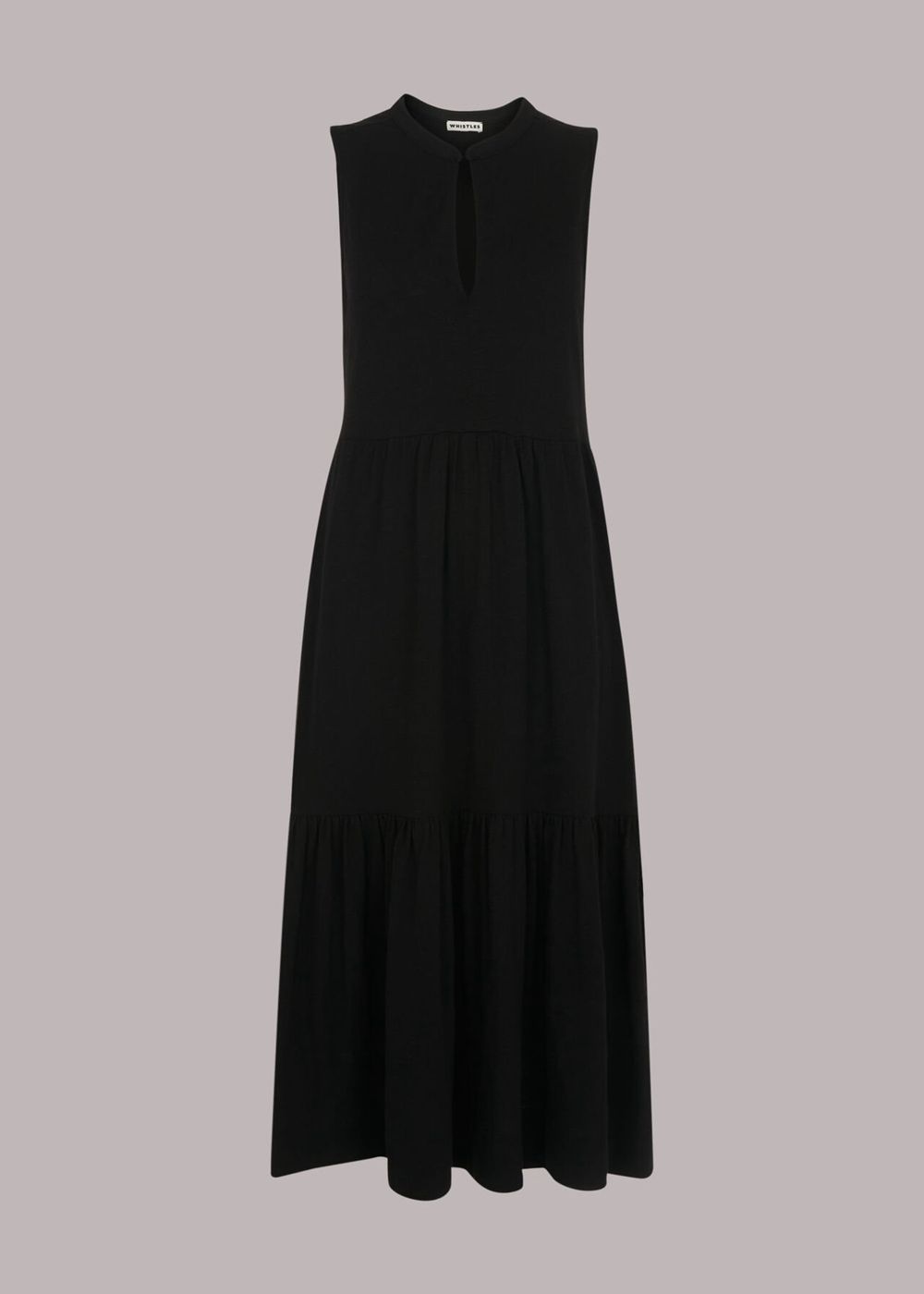 Whistles Tiered Jersey Dress Black | US-07541VJYO