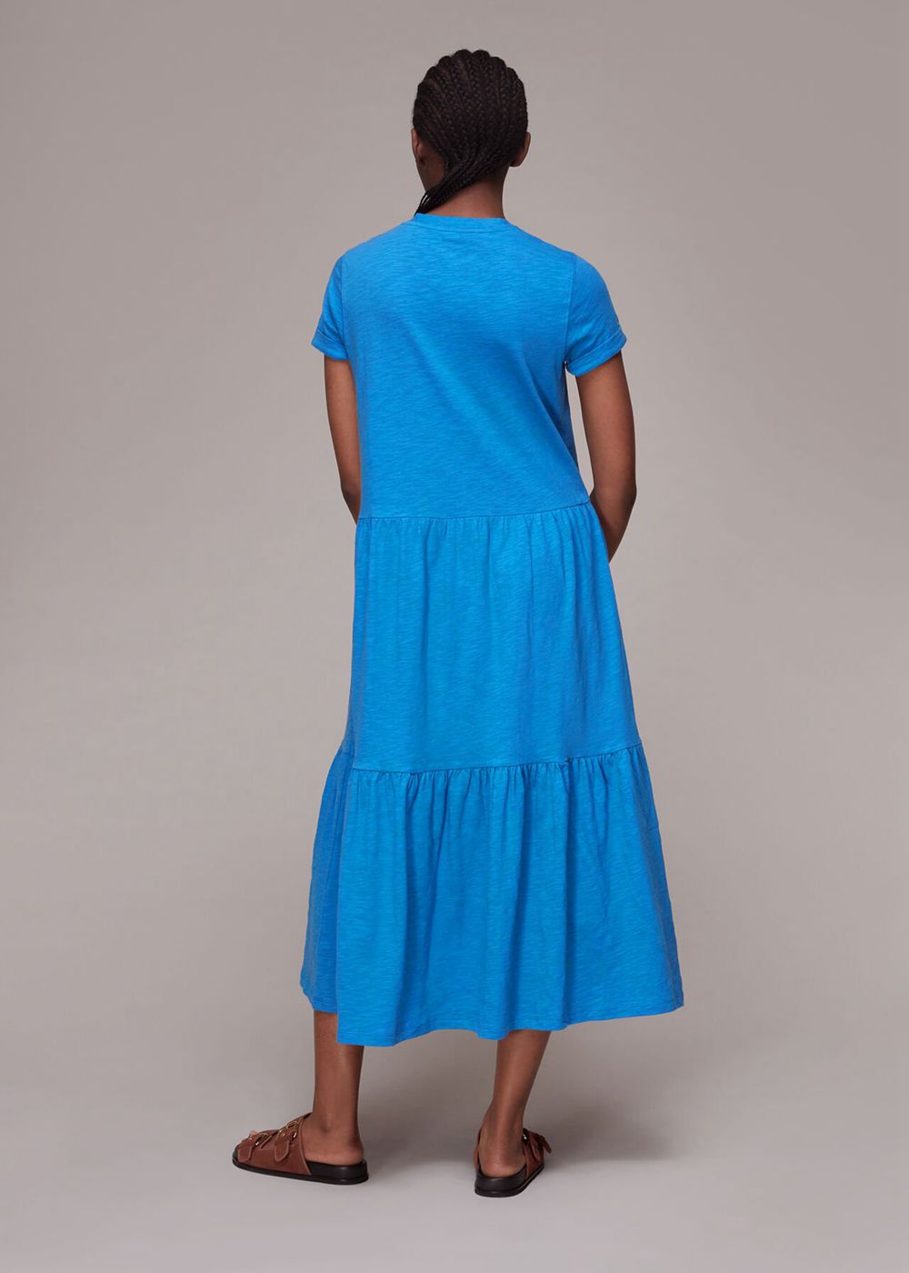 Whistles Tiered Jersey Midi Dress Blue | US-56289VHBR