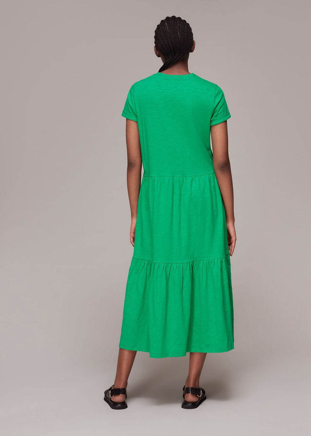 Whistles Tiered Jersey Midi Dress Green | US-29851DVLB